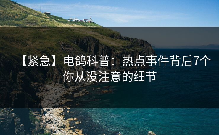 【紧急】电鸽科普：热点事件背后7个你从没注意的细节