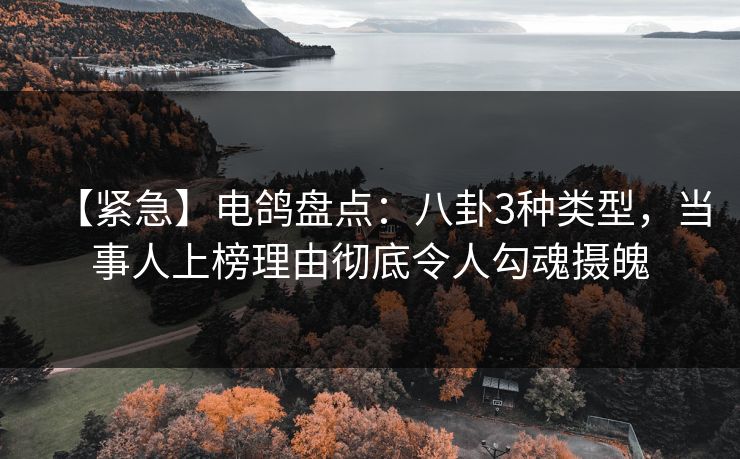 【紧急】电鸽盘点：八卦3种类型，当事人上榜理由彻底令人勾魂摄魄