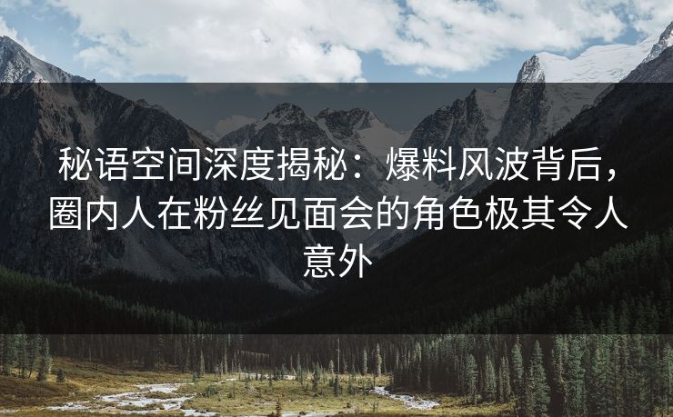 秘语空间深度揭秘：爆料风波背后，圈内人在粉丝见面会的角色极其令人意外