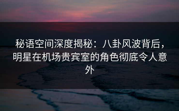 秘语空间深度揭秘：八卦风波背后，明星在机场贵宾室的角色彻底令人意外
