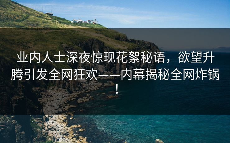 业内人士深夜惊现花絮秘语，欲望升腾引发全网狂欢——内幕揭秘全网炸锅！