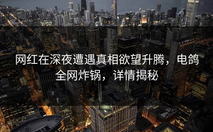 网红在深夜遭遇真相欲望升腾，电鸽全网炸锅，详情揭秘