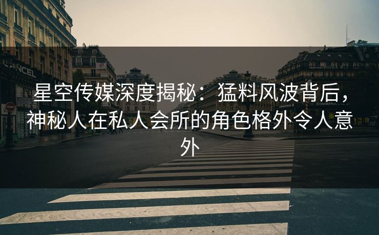 星空传媒深度揭秘：猛料风波背后，神秘人在私人会所的角色格外令人意外