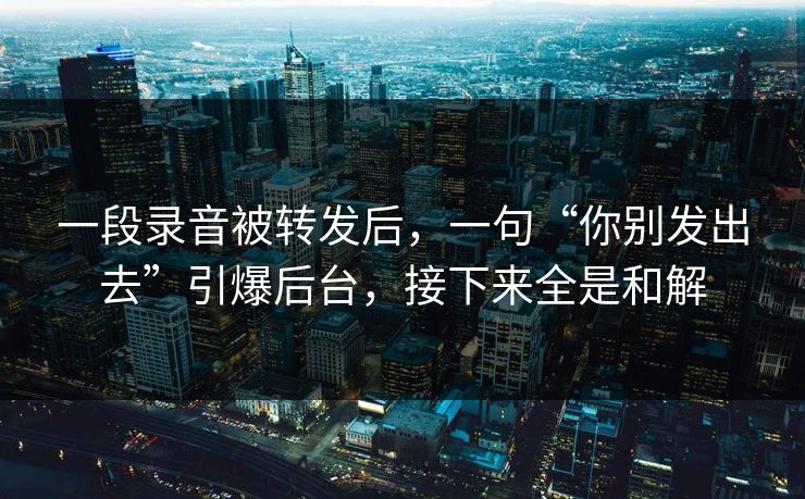 一段录音被转发后，一句“你别发出去”引爆后台，接下来全是和解