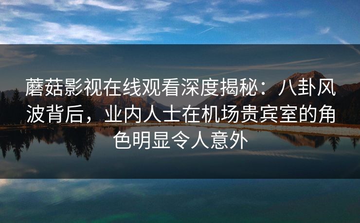 蘑菇影视在线观看深度揭秘：八卦风波背后，业内人士在机场贵宾室的角色明显令人意外