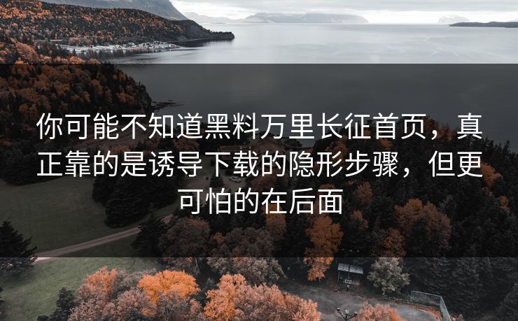 你可能不知道黑料万里长征首页，真正靠的是诱导下载的隐形步骤，但更可怕的在后面