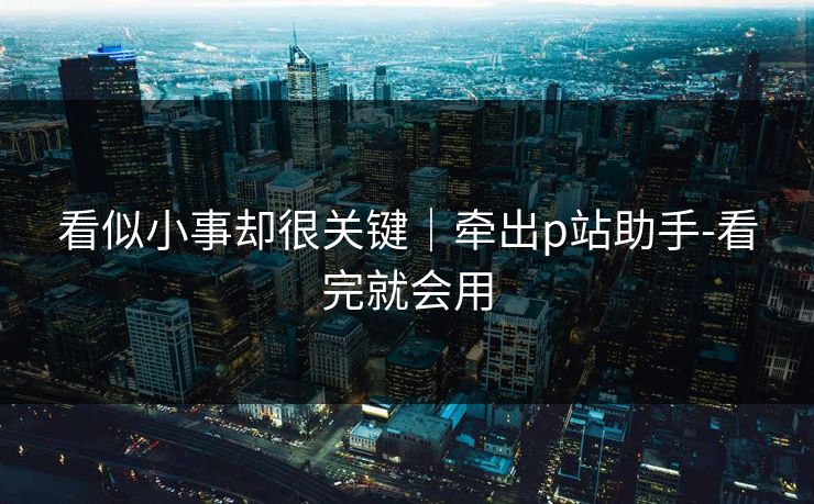看似小事却很关键｜牵出p站助手-看完就会用