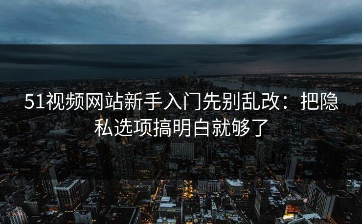 51视频网站新手入门先别乱改：把隐私选项搞明白就够了